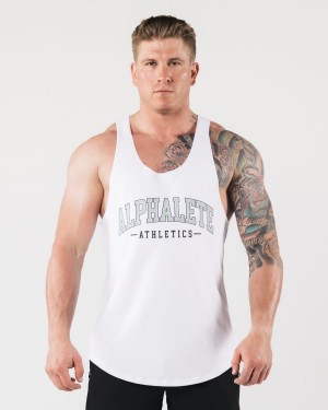 Alphalete AA Raw Cut Tank Singlet Herre Hvite | PFHSDE-567