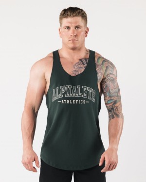 Alphalete AA Raw Cut Tank Singlet Herre Evergreen | PUTNOF-279