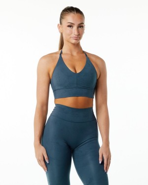 Alphalete Alphalux Wonder Bra Sports BH Dame Blå | XJGQKN-438