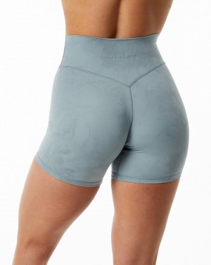 Alphalete Alphalux Wonder Kort 6" Shorts Dame Washed Denim | RVMLAJ-034