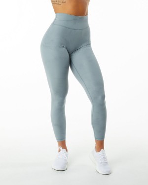 Alphalete Alphalux Wonder Legging 27" Leggings Dame Washed Denim | RBQION-763