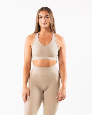 Alphalete Amplify Bra Sports BH Dame Linen | LFTBGX-125