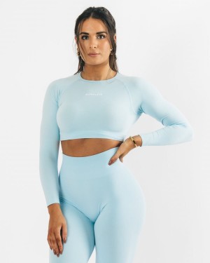 Alphalete Amplify LS Crop Langermet Dame Blå | BMGUFX-216