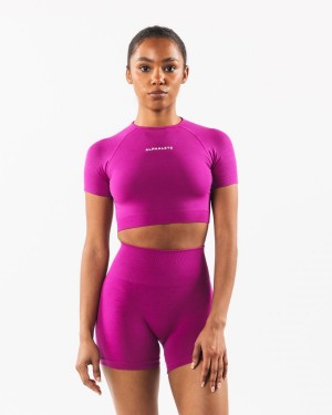 Alphalete Amplify SS Crop Skjorte Dame Candy Crush | VEXOYR-039