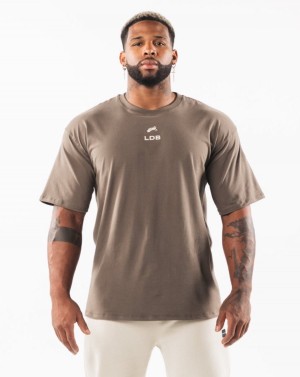 Alphalete Brushed Crest Tee Skjorte Herre Desert Taupe / Sea Shell | GDIYXR-931