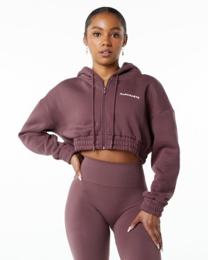 Alphalete Classic Capital Full-Zip Crop Jacket Jakker Dame Autumn | RSVIMP-341