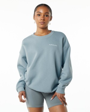 Alphalete Classic Crew Jakker Dame Blå | XHNAWU-296