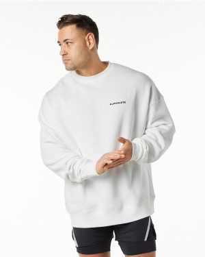 Alphalete Classic Crew Jakker Herre Hvite | VYKGHJ-267