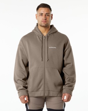 Alphalete Classic Full-Zip Jacket Jakker Herre Mocha | FHUPLJ-496