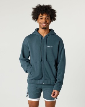 Alphalete Classic Full-Zip Jacket Jakker Herre Ocean | YPBOIQ-593