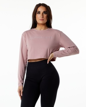 Alphalete Core LS Crop Langermet Dame Mauve | VOJFIX-609