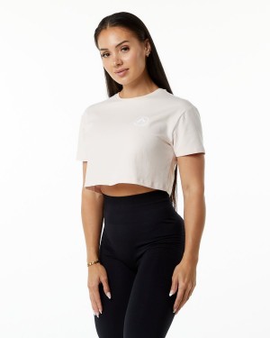 Alphalete Dynasty Crop Skjorte Dame Blush | ULKXWS-127