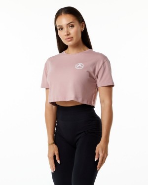 Alphalete Dynasty Crop Skjorte Dame Mauve | YKUBVH-140