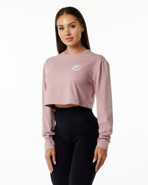 Alphalete Dynasty LS Crop Langermet Dame Mauve | UQBDJZ-396