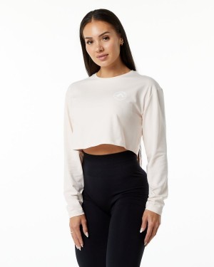 Alphalete Dynasty LS Crop Langermet Dame Blush | XADHLG-537