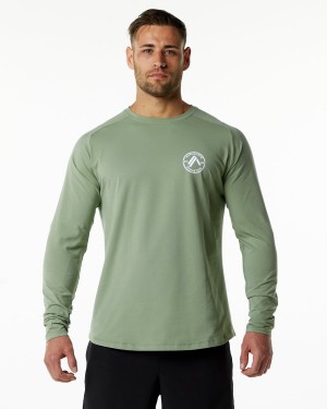 Alphalete Dynasty LS Tee Skjorte Herre Sage | MHEVOT-509