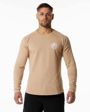 Alphalete Dynasty LS Tee Skjorte Herre Taupe | XVPJKB-502