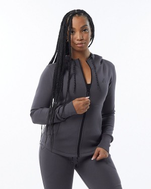 Alphalete ELMTS Atletiske Jacket Jakker Dame Charcoal | YESCIQ-904