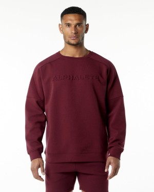 Alphalete ELMTS Crewneck Genser Jakker Herre Burgunder | ZSUXBD-423