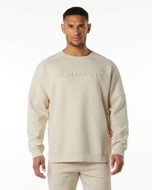 Alphalete ELMTS Crewneck Genser Jakker Herre Vanilla | QEAITH-459