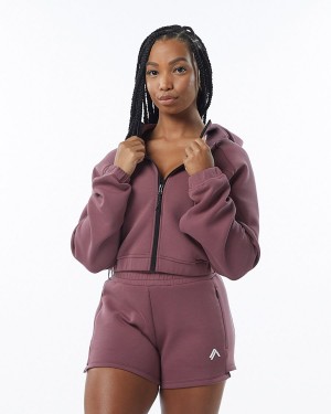 Alphalete ELMTS Full-Zip Crop Jacket Jakker Dame Mauve | MVAWNP-297