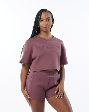 Alphalete ELMTS Half Sleeve Pullover Jakker Dame Mauve | UOQGYF-752