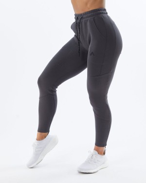 Alphalete ELMTS Zip Jogger Joggebukser Dame Charcoal | AGHFZI-957