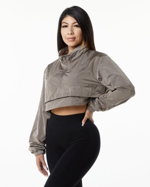 Alphalete Endure Crop Jacket Jakker Dame Brune | ZRYQHO-832