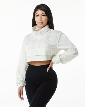 Alphalete Endure Crop Jacket Jakker Dame Sage | FMUBHP-495