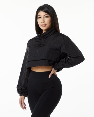 Alphalete Endure Crop Jacket Jakker Dame Svarte | YZSJQN-614