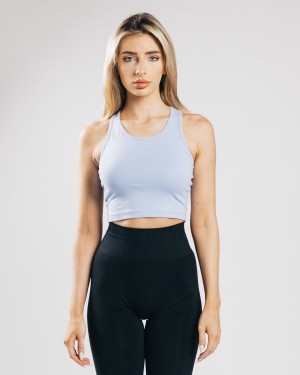 Alphalete Essential Crop Tank Tank Top Dame Blå | ISPEYO-967