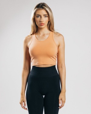 Alphalete Essential Crop Tank Tank Top Dame Oransje | QKHMJY-791