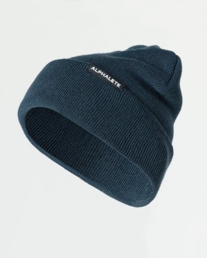 Alphalete Essential Foldover Beanie Accessories Herre Midnight | SIXLED-916