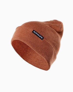 Alphalete Essential Foldover Beanie Accessories Herre Clay | MPHOUI-094