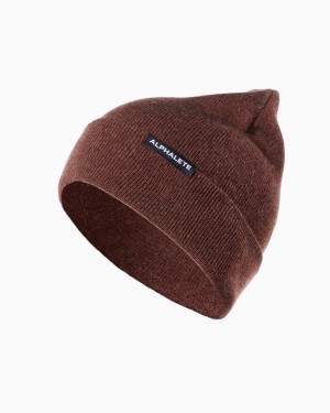 Alphalete Essential Foldover Beanie Accessories Herre Wine | UMQPTK-241