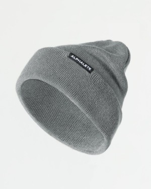 Alphalete Essential Foldover Beanie Accessories Herre Grå | YXZOIG-751