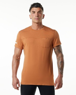 Alphalete Evo Pocket Tee Skjorte Herre Camel | XAPODY-430