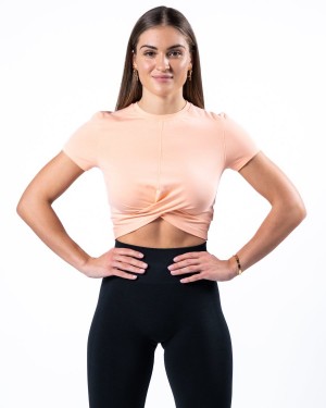 Alphalete Evo Twist Crop Skjorte Dame Korall | WAXDYF-649