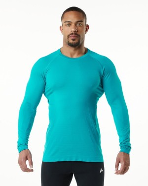 Alphalete Hero Long Sleeve Tee Skjorte Herre Ocean | ESFPXT-841