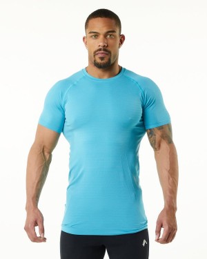 Alphalete Hero Tee Skjorte Herre Faded Ocean | TSNPOB-341