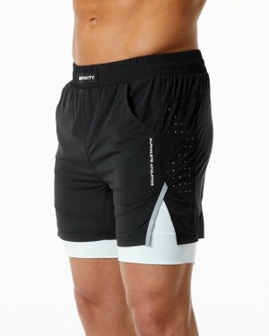 Alphalete Infinity Speed Kort 5.5" Shorts Herre Svarte Hvite | KETAHW-496