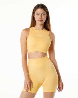 Alphalete Ozone Crop Bra Sports BH Dame Daffodil | JWRFVY-463