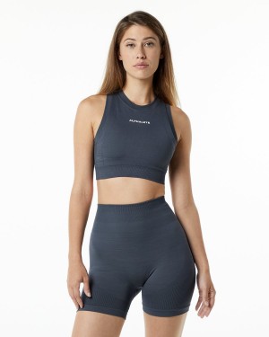 Alphalete Ozone Crop Bra Sports BH Dame Carbon | BRYGOE-476