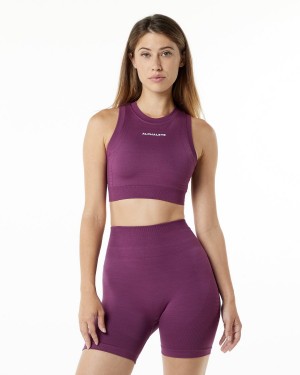 Alphalete Ozone Crop Bra Sports BH Dame Grape | FRKPMD-457