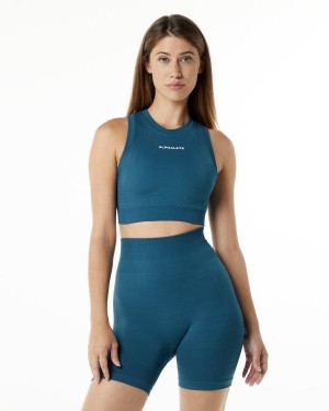 Alphalete Ozone Crop Bra Sports BH Dame Blå | SYKCBM-581