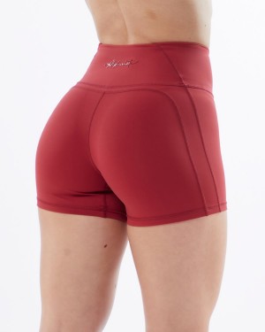 Alphalete Pulse Surge Kort 4" Shorts Dame Rød | KBCWRY-149