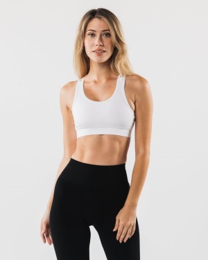 Alphalete Revival Bra Sports BH Dame Hvite | KJOHDL-590