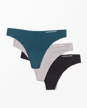 Alphalete Seamless Thong 3pk Undertøy Dame Grå Marineblå Svarte | ESNOAF-405