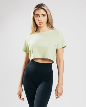 Alphalete Signature Mesh Crop Skjorte Dame Lyse Grønn | FAQPXC-871