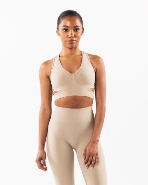 Alphalete Stratus Bra Sports BH Dame Linen | EZJDPY-052